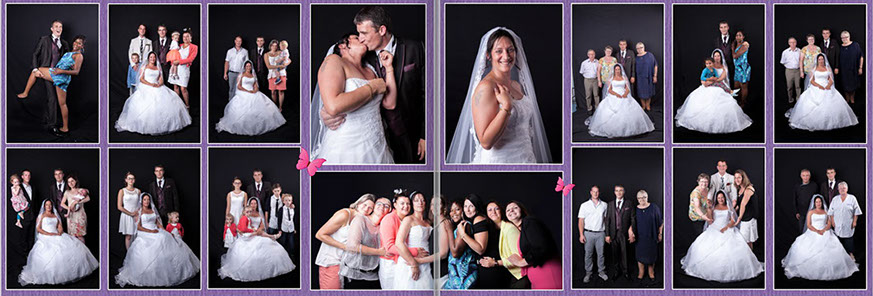 PAGE DU LIVRE DE MARIAGE AVEC SEANCE DE PHOTO-BOOTH AVEC LES INVITES